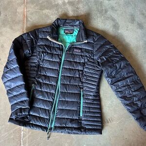 Patagonia Blue Puffer Jacket with Teal Lining